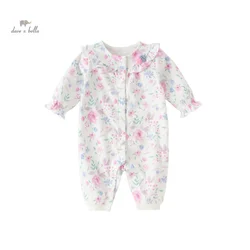 Dave Bella Baby Jumpsuit Romper Newborn Creeper 2024 Spring New Girls Romper Casual Fashion Sweet Lovely Gentle Floral DB1248032