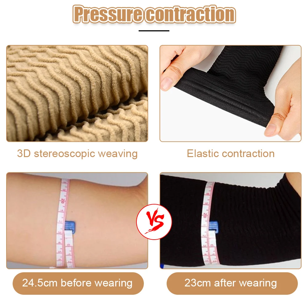 2pcs Female Arm Shaper Leg Shaper Sunscreen Slimming Wrap With Knee Cuff Fat Burner Elastic Compression Arm Cover Arm Protection