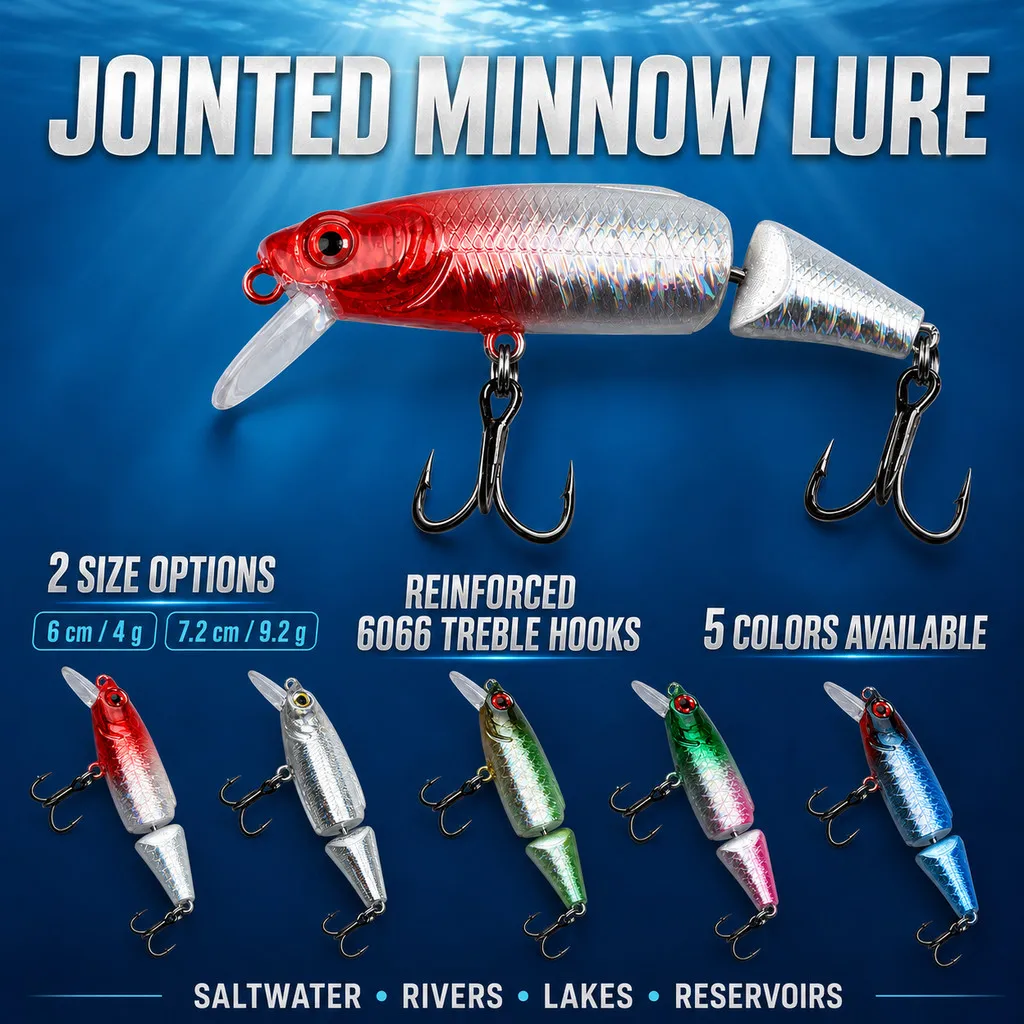 Fishing Minnow Lure 3.8g/9.2g Multi Jointed Lifelike Swimbait 2 Segments Slow Sinking Bionic Bait