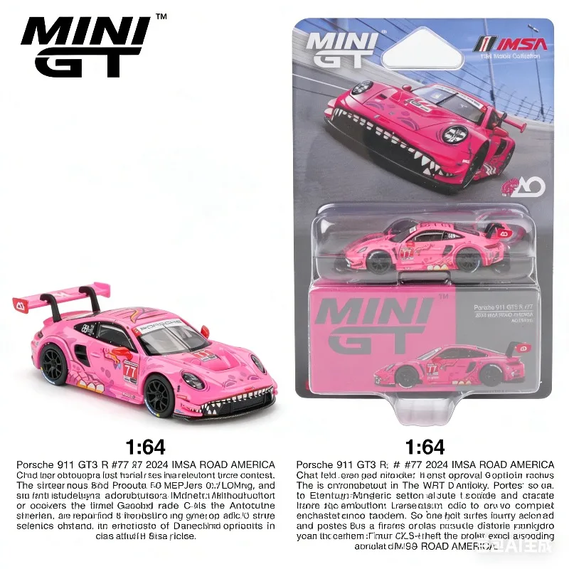 

MINI GT 1:64 911 992 GT3 R Tyrannosaurus Rex Реалистичная статическая модель автомобиля из сплава, игрушка для мальчиков, коллекционный предмет для взрослых, предмет декора.