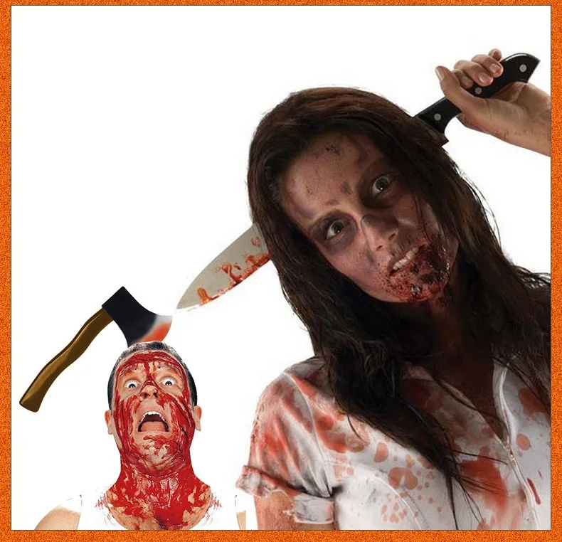 

Halloween Scared Simulated Knife Head Cutting Kitchen Knife Headwear Ghost Festival Horror Headband Happy Halloween Day 2025