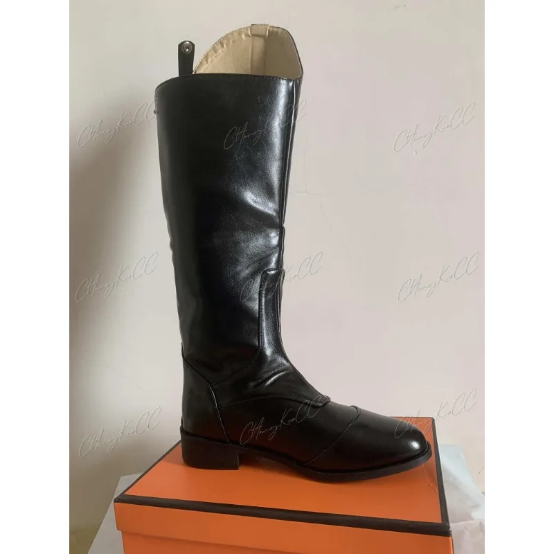 Stivali alti cavallo ginocchio Rider scarpe in pelle PU ridingequestre lungo Bootcut Rider albero largo Costume medievale per le donne