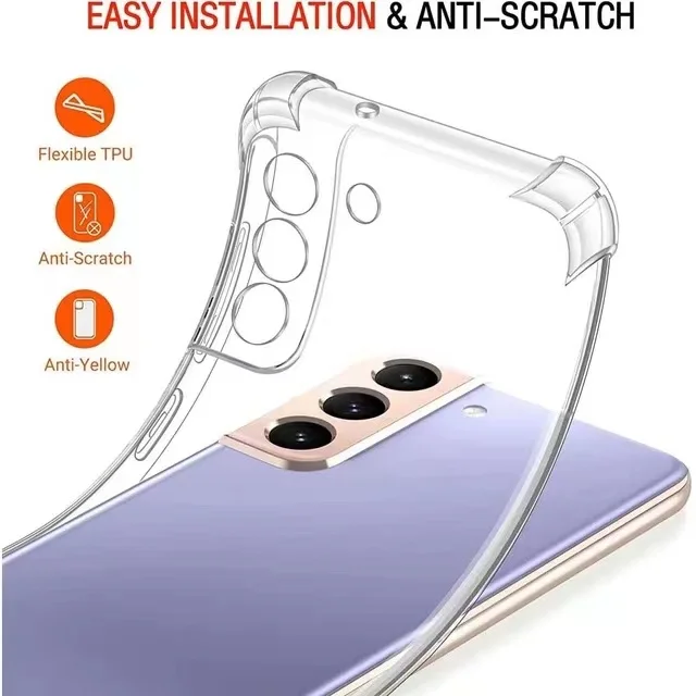 Anti-Stoßfeste, transparente Silikonhülle für Samsung Galaxy S21 S21FE S22 S23 Plus Note 20 Ultra S20 S21 FE 5G Rückseite Schutzhülle – Detail 3