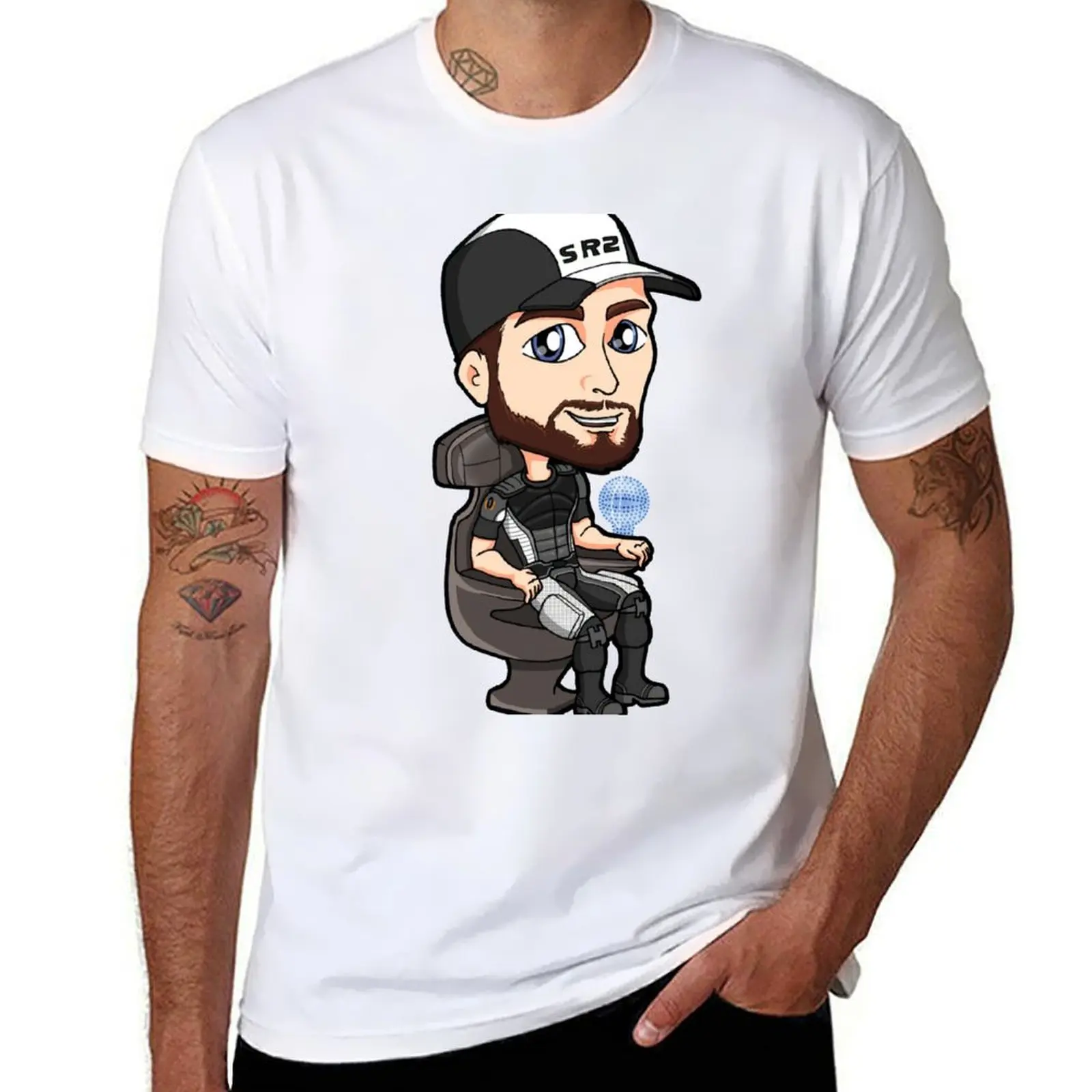 

Mass Effect - Джефф Джокер Moreau Нормандия Пилот с наклейкой EDI Chibi Футболка мужские футболки для мужчин Футболка