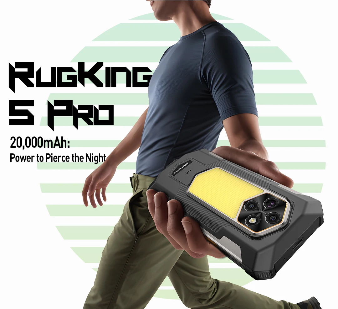Ulefone RugKing 5 Pro 20000mAh Rugged Phone Android 16 16GB+256GB IP68/IP69K Waterproof Smartphone 6.78 FHD+ Night Camera 4G