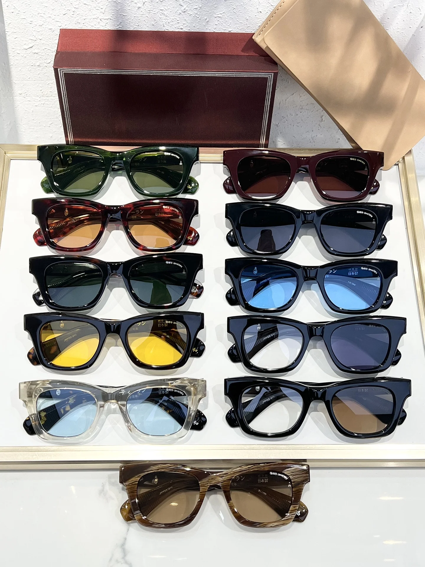 JMM DEALAN 10th الذكرى نظارات شمسية كلاسيكية UV400 اليدوية إطار خلات مصمم نظارات للرجال في الهواء الطلق متعدد الألوان مع حافظة