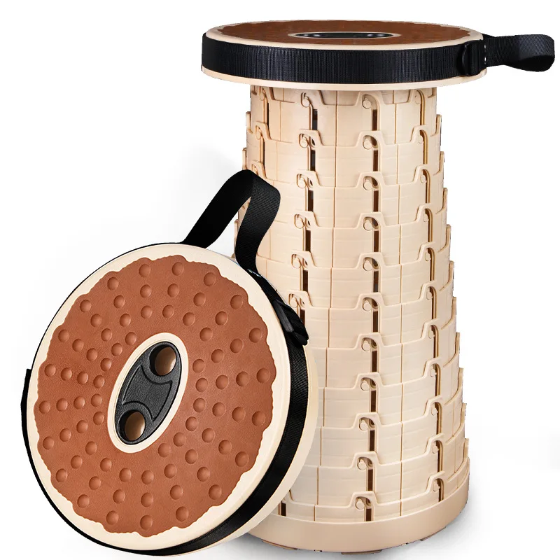 Soft Rubber Folding Stool Portable for Outdoor Travel Adjustable Telescopic Storage Convenient Space Saving Sturdy