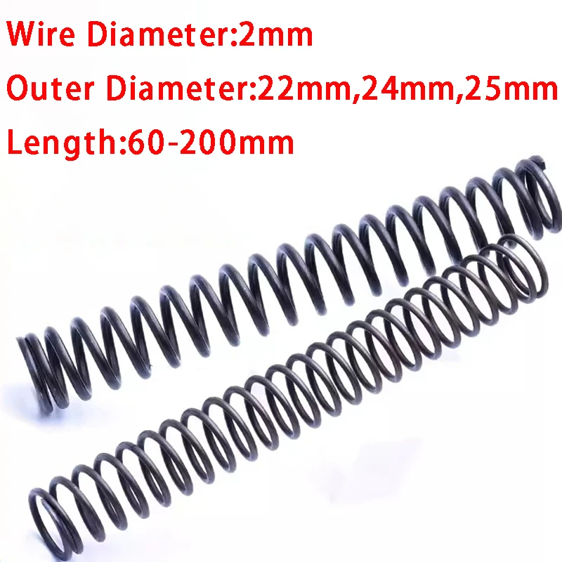 2PCS Custom Compression Spring Spring Steel Pressure Spring Wire Diameter 2mm Outer Diameter 22mm 24mm 25mm Length 60-200mm