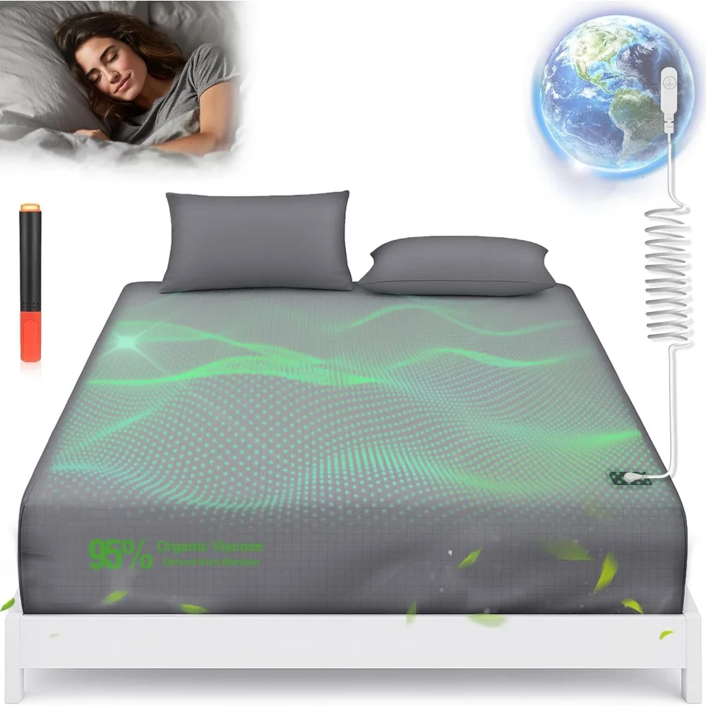 

Grounding Sheet, Genuine 95% Organic Viscose Derived from Bamboo + 5% Pure Silver Fiber, Grounded Bed Sheet Kit, Breathable and