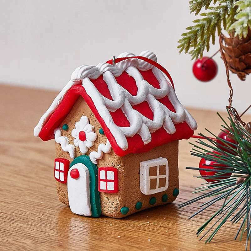 House Shape Christmas Decoration Cabin Bakers Pendants For Christmas Hangable Multifunction Christmas Tree Ornaments