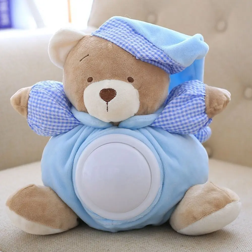 แบบพกพา Musical Appease ของเล่นหมีกดประเภท Soft Sleeping Comfort Bear Interactive Breathing Light Baby Plush ตุ๊กตา Sleep