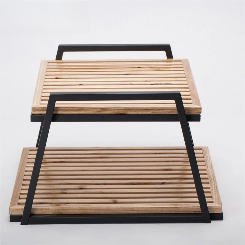 Two-layer fir iron frame pastry cake cake bakery display cabinet island cabinet display soft furnishings