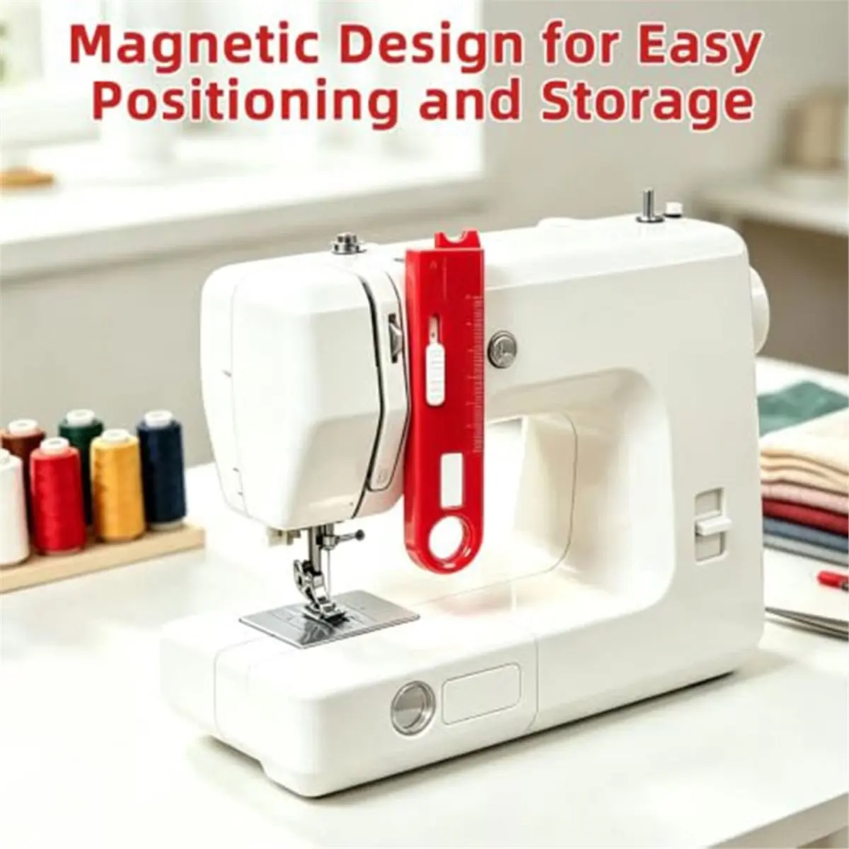 4-in-1 Quick Threader for Sewing Machine with 2 Pcs Threaders, Seam Ripper, Magnifier, Magnetic Guide