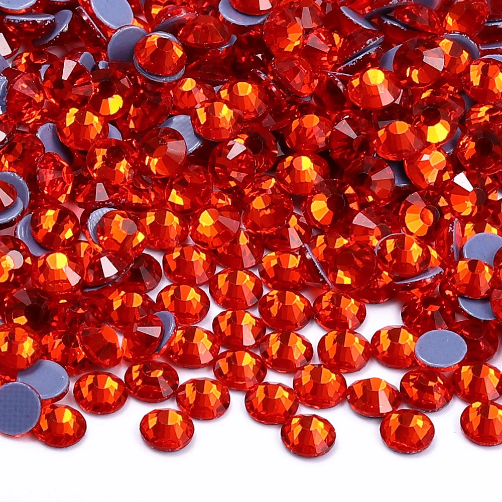 

SS6-SS30 Hotfix Glass Flatback Rhinestone Glitter Round Stones Orange For DIY Nail Art Dress Clothing Accessories