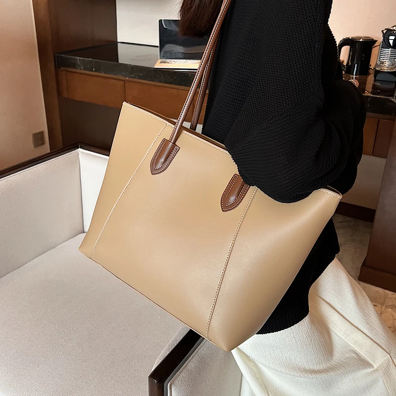 Simple large capacity handbags for women 2022pu leather Casual Tote Female bag solid color travel shopping Messenger sholder bag