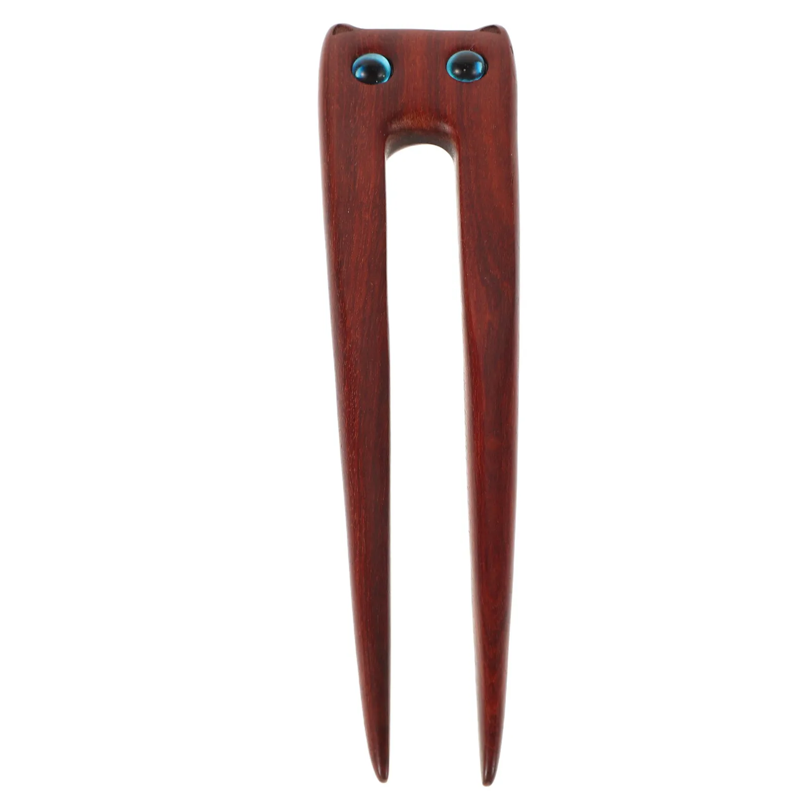 

Exquisite Handmade Wooden Hair Chopstick with Carved Cat Design Retro Vintage Chinese Style Hair Stick for Bun Styling Wedding