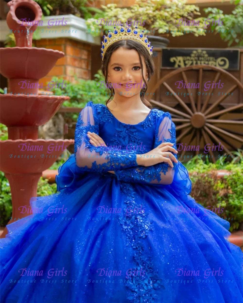 Luxurious Dark Blue Flower Girl Dress Tulle A-Line Fluffy with Quality Applique for Wedding Dress Birthday Party Ball Gowns