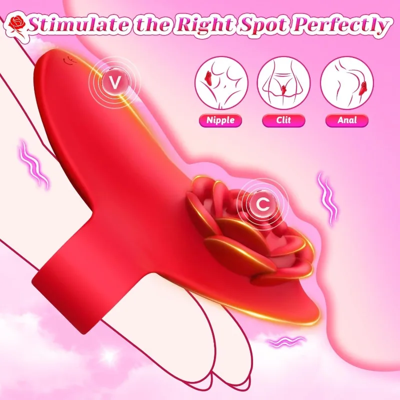 هزاز إصبع الورد مع جهاز تحكم عن بعد G-Spot البظر تحفيز لعبة اللعوب يمكن ارتداؤها للمرأة زوجين لعبة الجنس سر
