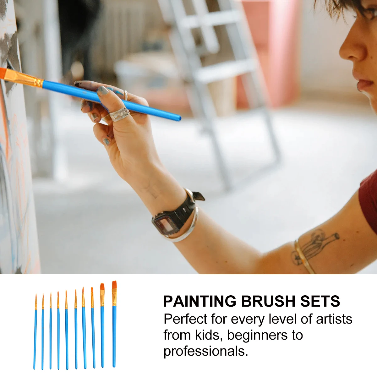 

10pcs Painting Brush Sets Art Watercolor Brushes For Kids Adults Oil Acrylic Gouache Painting Tools Nylon Hair Paintbrushes