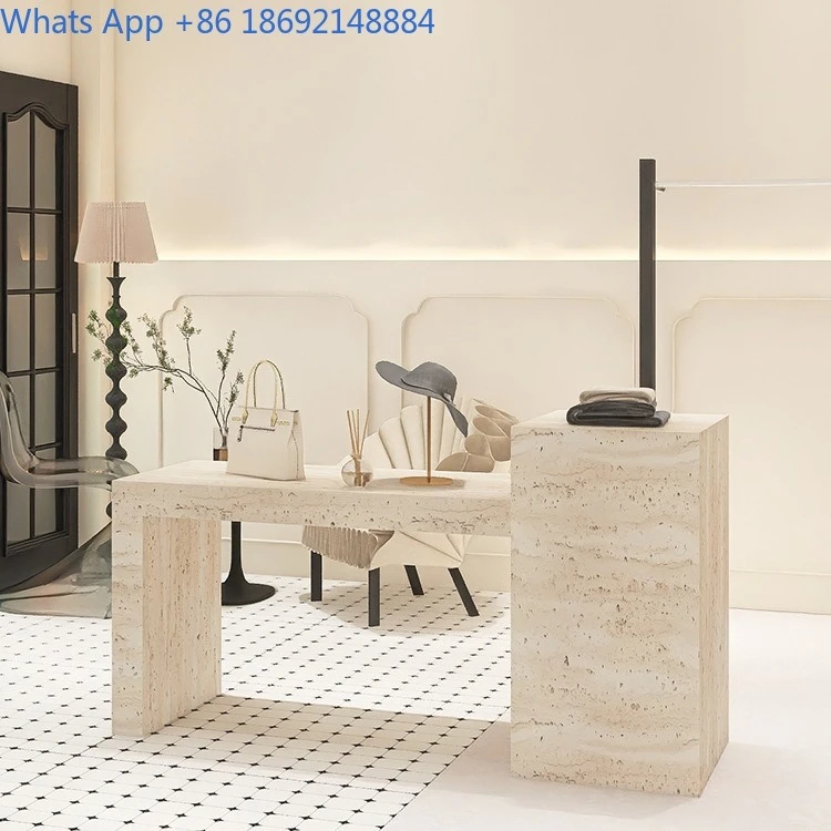 Display Table for Clothing Store Central Island Stone Style Merchandise Display Stand for Accessories and Apparel