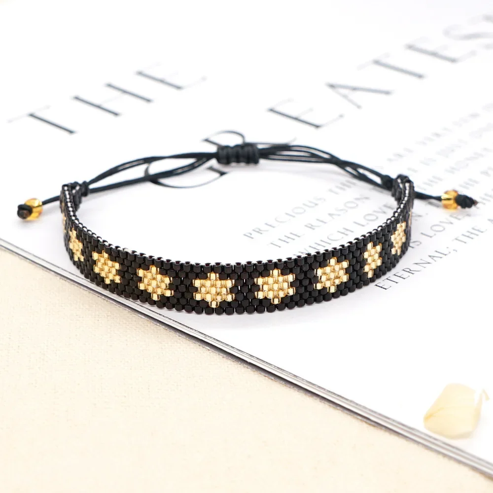 Rice Ball Bracelet  Hand woven  fashion  Simplicity  Adjustable  Versatile  flower  Hexagram  Bohemia  Unisex  Beaded Bracelet