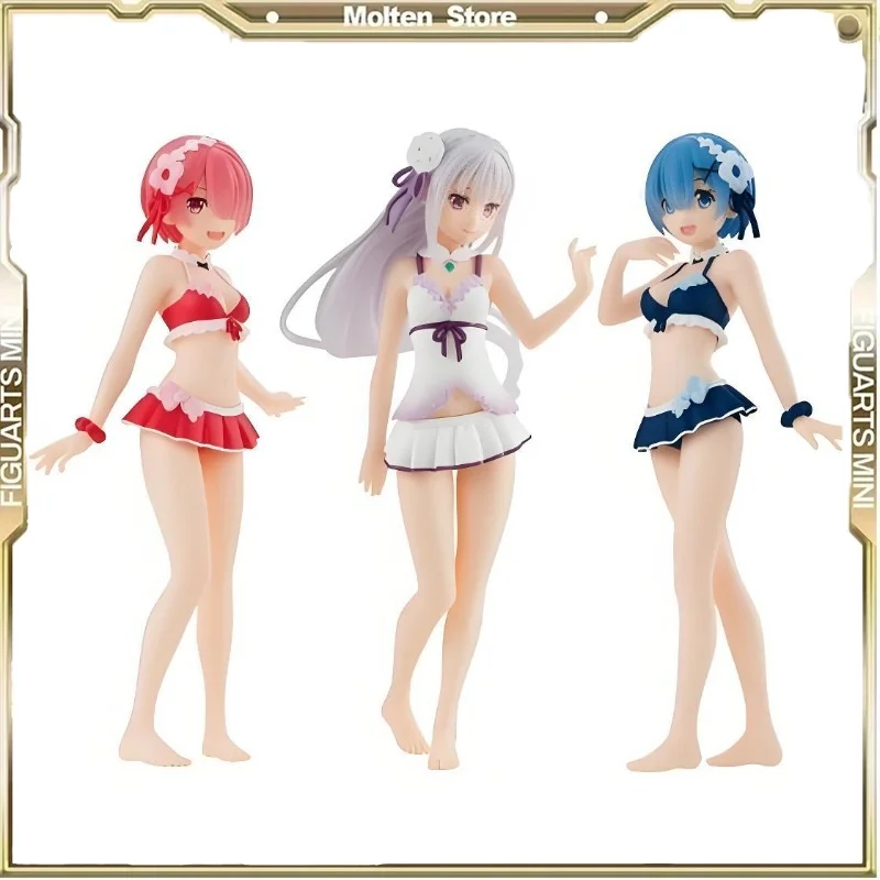 

Bandai Gashapon Anime Re:Zero - Starting Life in Another World‌ Emilia Rem Ram Life Swimwear Action Figure Model Collect Gifts