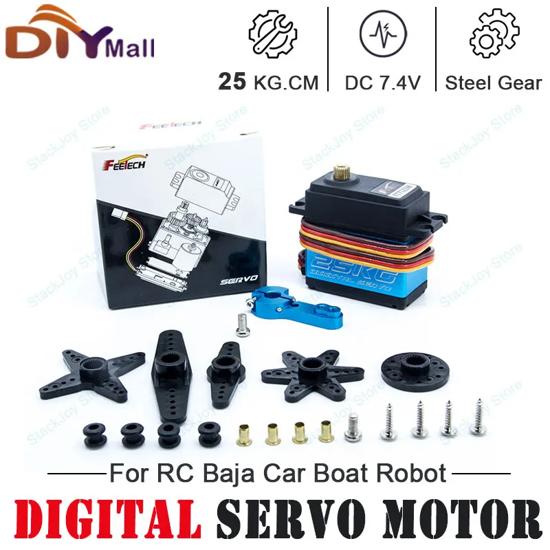 

FT7125M Digital Servo 25kg.cm 7.4V Waterproof 180° Stainless Steel Gear for RC Baja Car Boat Robot DIY High-Torque