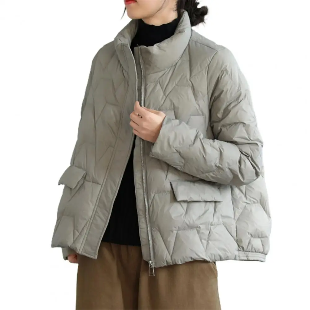 Puffer Jacket Zipper Closure Down Wool Insulated Down Coat for Women jaqueta masculina