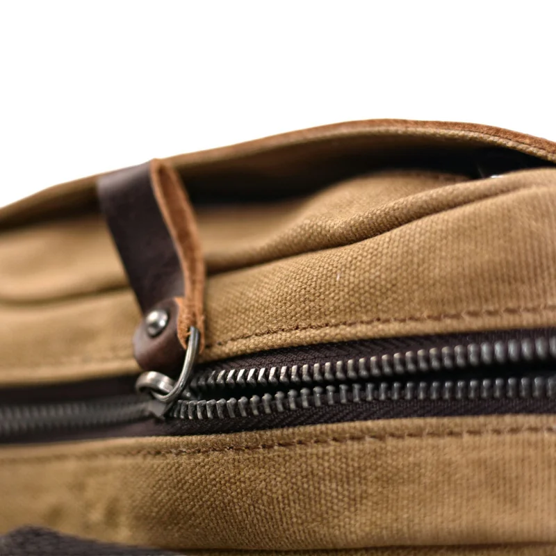 Leisure wax canvas men's single-shoulder bag, quilted top-grain leather, retro iPad crossbody bag