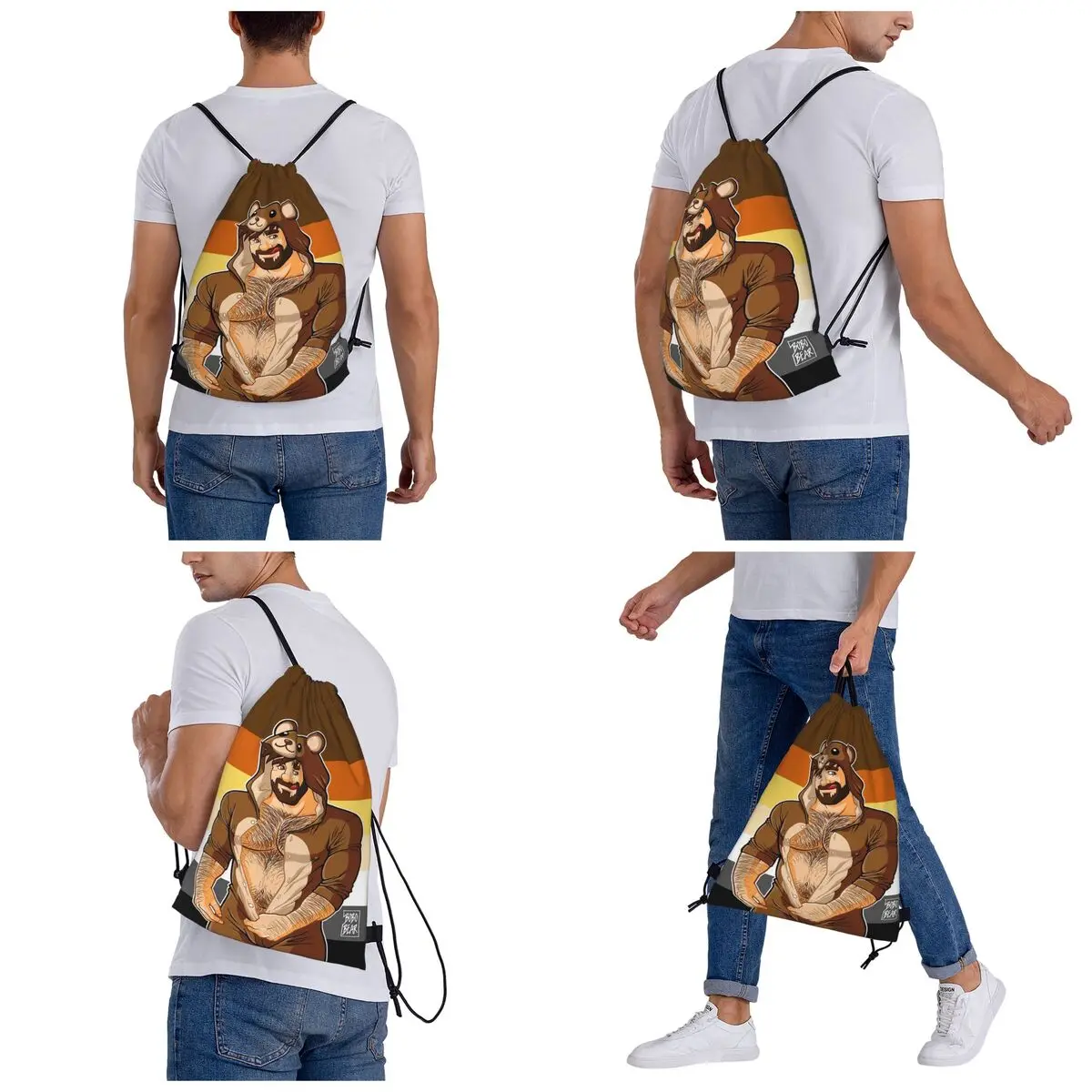 Adam Likes Teddy Bears - Bear Pride Backpacks Multi-function Drawstring Bundle Pocket Sports Bag Book Bags for Man Woman Student