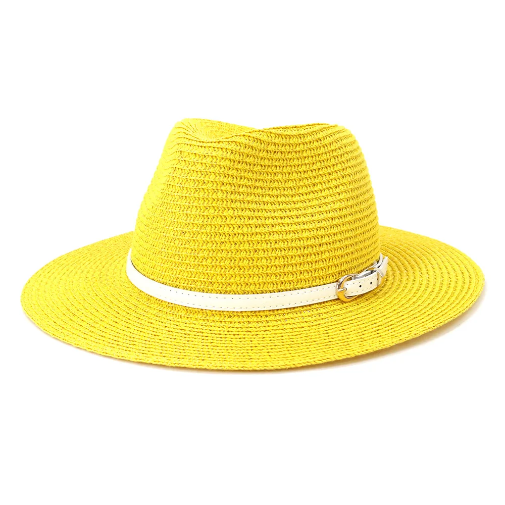 BUTTERMERE Panama Hat Straw Men Women Hat Red Light Blue Yellow Purple Caramel Summer Hat Belt Decorate Sunhat Chapeau Sombrero