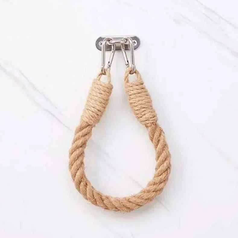  Multi-use Rope Toilet Paper Holder,Rustic Hemp Rope Wall Mounted Tissue Rack,Industrial Style Towel Hanger for Bathroom/RV view 4