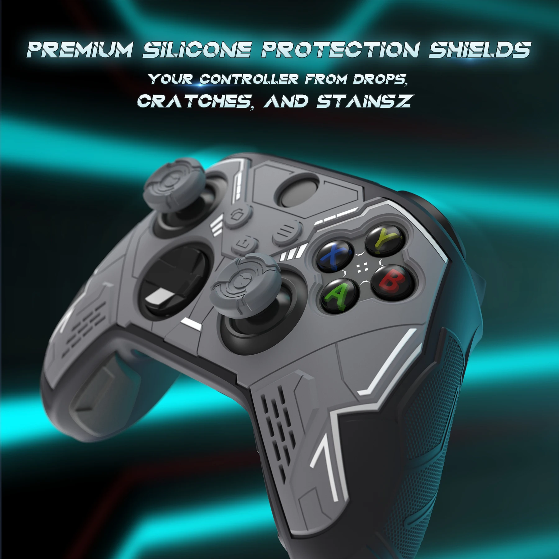 Silikonowa nakładka PlayVital Stellar Mecha na kontroler Xbox Series X/S, antypoślizgowa osłona z nakładkami na gałki analogowe i naklejką — zdjęcie produktu 4