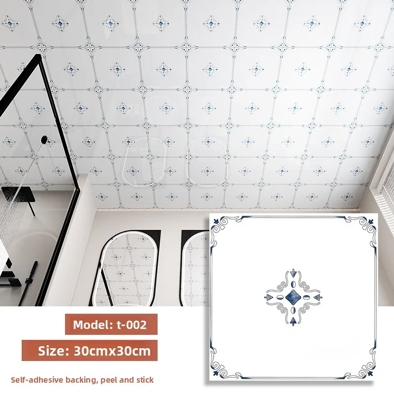 30x30cm 10pcs Peel & Stick Ceiling Panels - Waterproof PVC Tiles for Bathroom Upgrade, Kitchen Covering, Easy DIY Installation