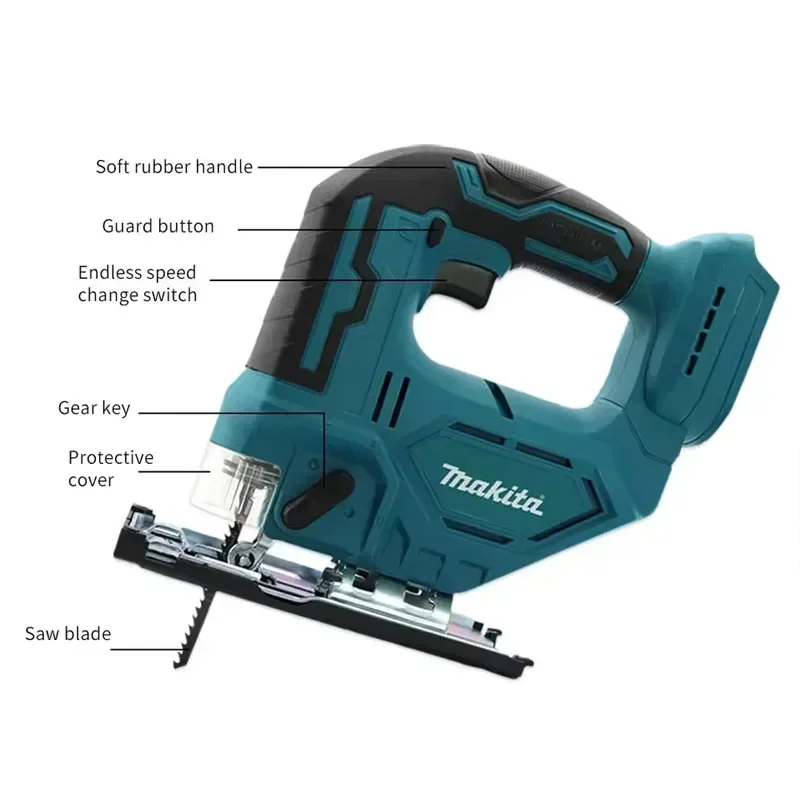 Makita DJV182Z Akku 18 V Lithium-Batterie, wiederaufladbar, elektrische Stichsäge, Kurvensäge, Holzbearbeitung, Schneiden, Multifunktionssäge
