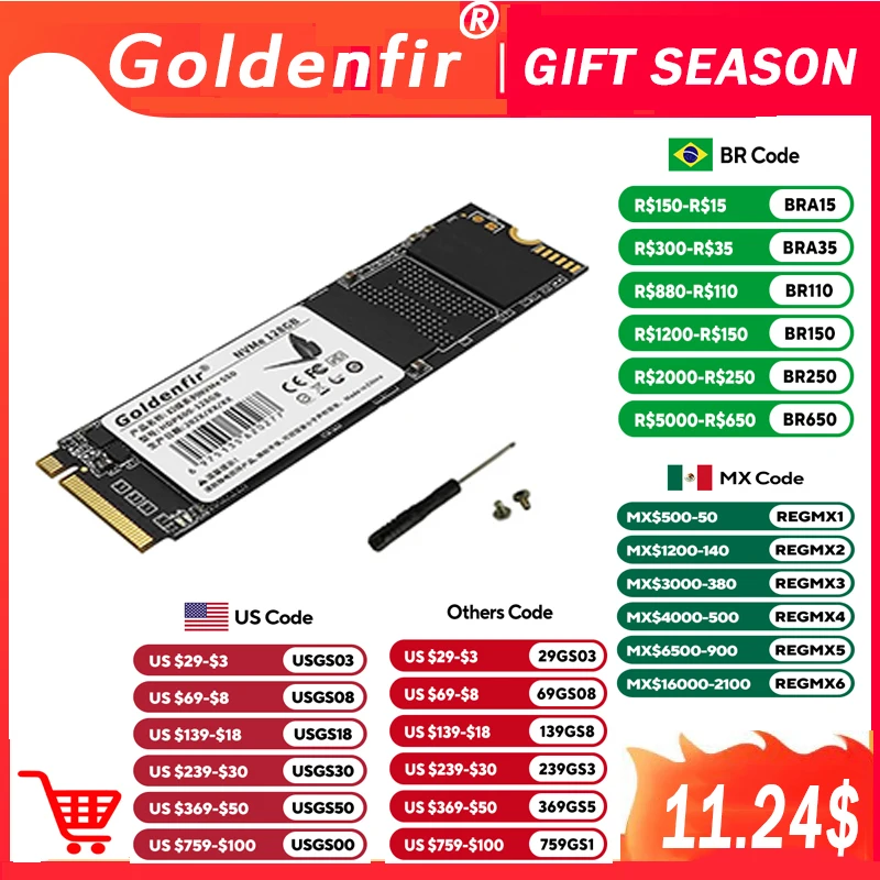 M2 SSD NVME 128GB 256GB 512GB 1TB M.2 2280 PCIe Internal Solid State Drive Goldenfir