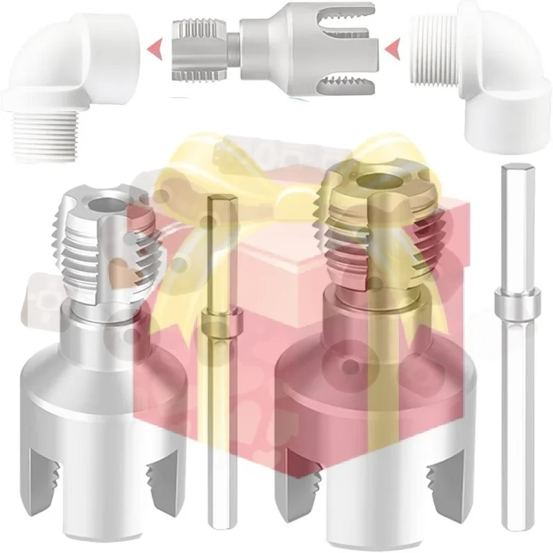 【HG】DN15/20 Pipe Threading Tool Hex Shank Die Internal External Threads 1/2&3/4 INCH Water Pipes PPR PVC MPP Detachable