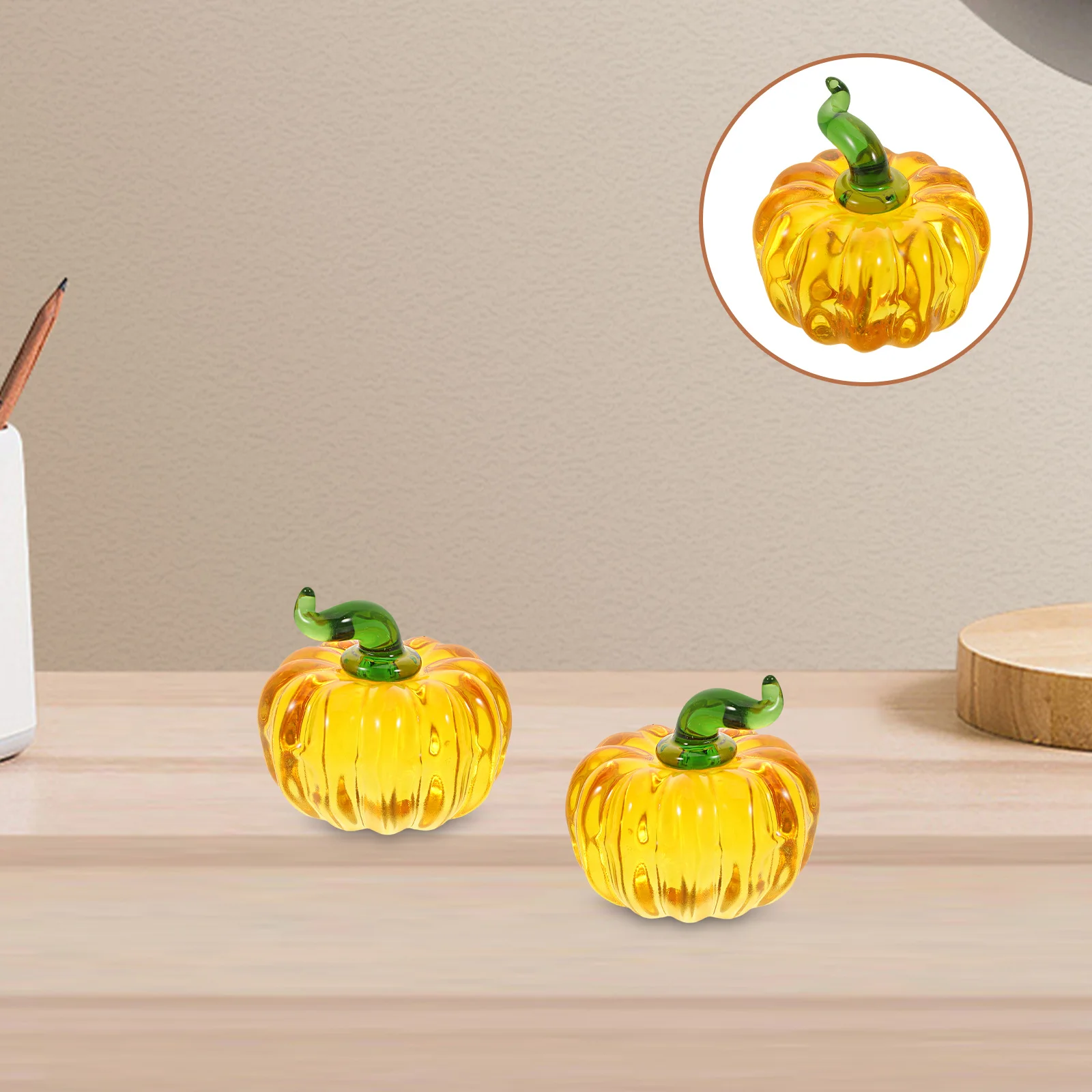 

4Pcs Delicate Crystal Pumpkin Ornament - Compact Home Decor Piece for Scene Layout Desktop Table Decoration Fall Harvest