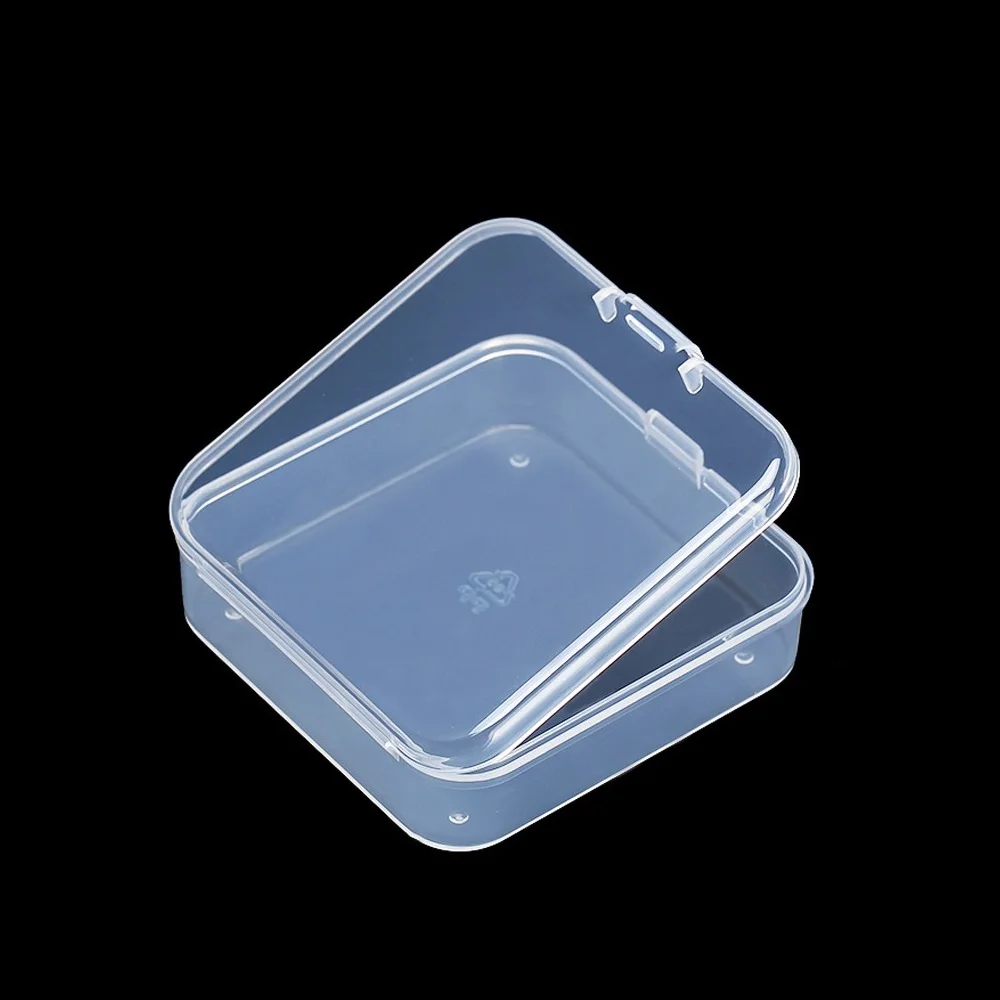 2PCS Mini Transparent PP Storage Box Square Rectangle Plastic Case Jewelry Beads Small Items Organizing Container