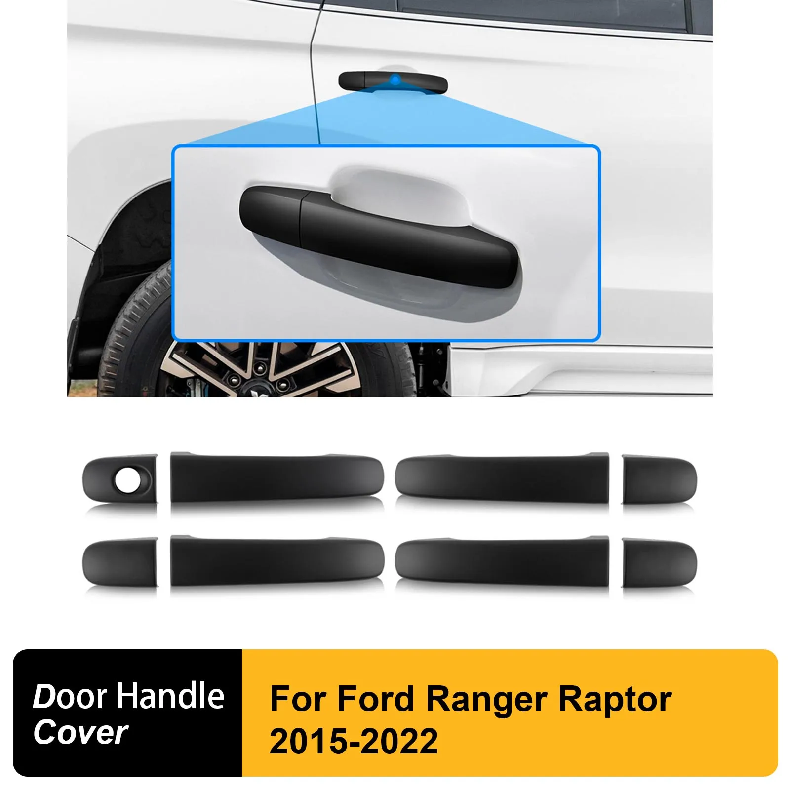 

4PCS/Set Door Handle Cover For Ford Ranger Raptor 2015 2016 2017 2018 2019 2020 2021 2022 ABS Plastic Matte Black