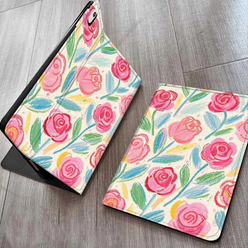 

Rose Graffiti Pattern For iPad Pro 7 8 9 Gen 2 11 13 5th 6th 10th 11th M5 M4 12.9 10.9 10.2 Inch 2024 2025 Tablet Case