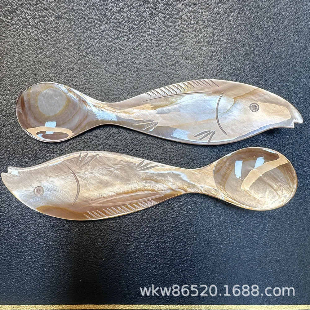 Shell Shape Fish Mouth Spoon 12cm, Creative Cavity Spoon for Coffee Salt, Novelty Kitchen Tool