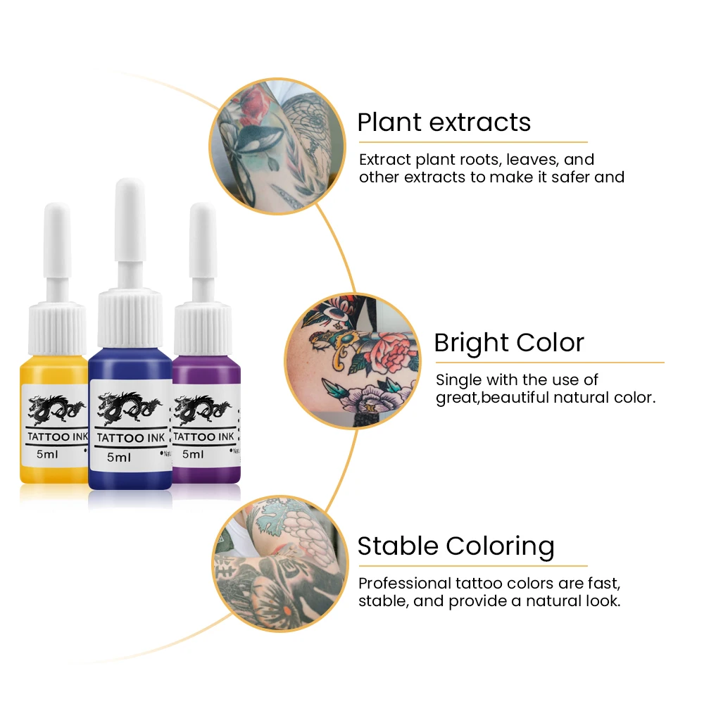 Phoenixy-Pigments d\'encre de tatouage pour le maquillage en continu, fournitures de peinture, encre d\'art corporel, encre colorée en continu, 6