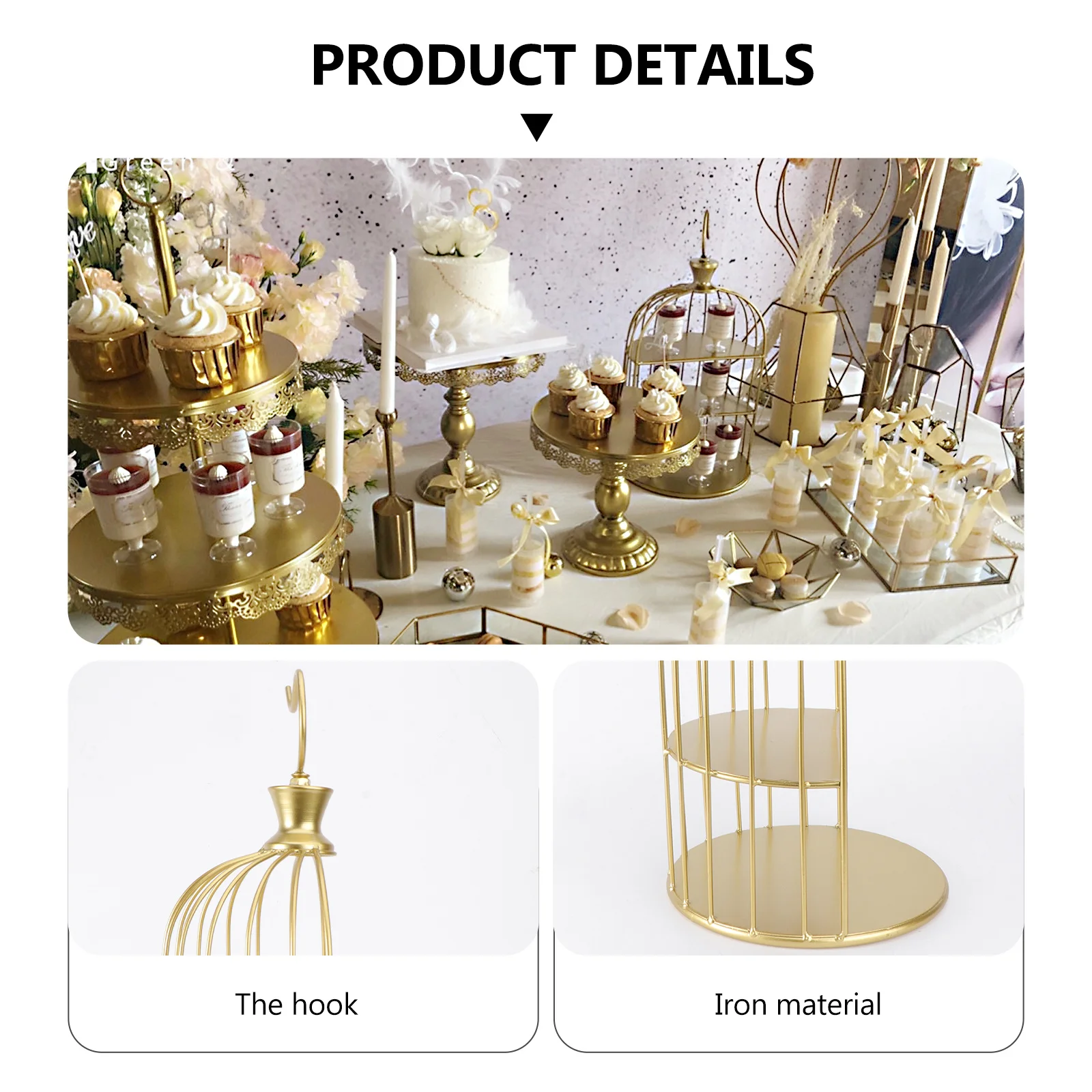 

25cm Bird Cage Cake Stand Iron Multi-Layer Cake Rack Dessert Snack Display Stand for Weddings Birthday Party Banquet