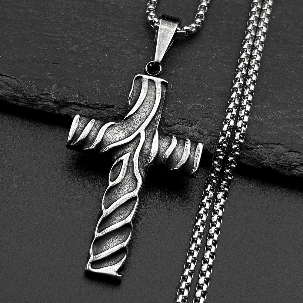 Collana con ciondolo croce Gesù cristiano in acciaio inossidabile per donna Uomo Collane a catena Hip Hop color oro Amuleto Jewery