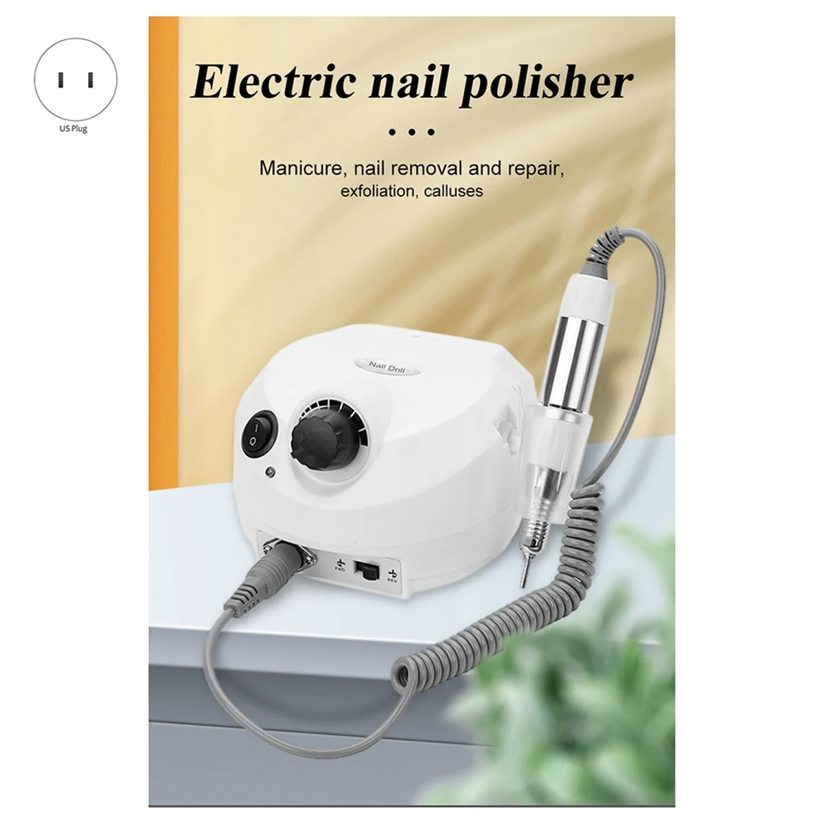 Electric Nail Drill Professional Manicure Machine Nail Sander Set Nail Drill Bit Portable Nail Salon Polisher US PLUG,F