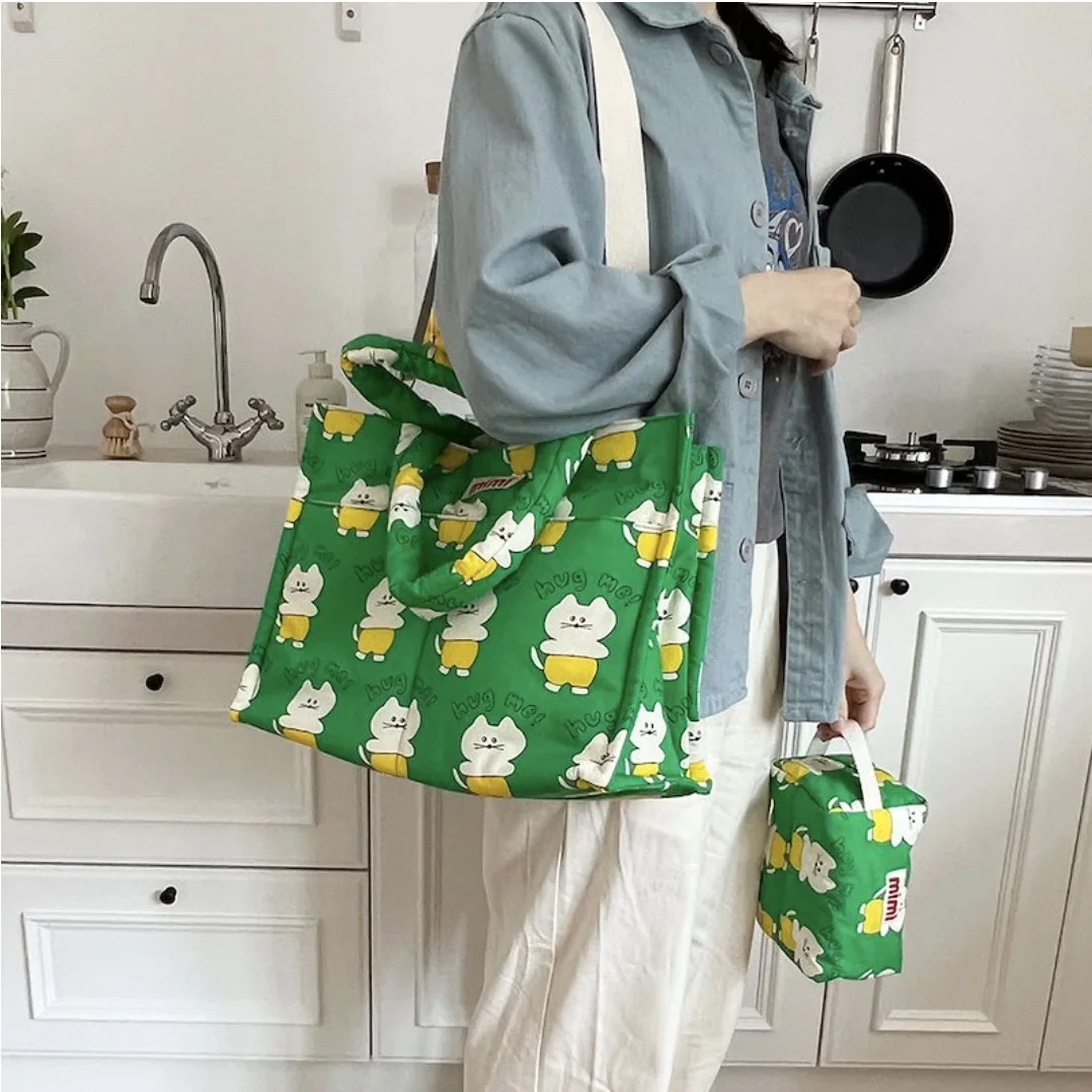 INS New Cute Cartoon Printing Pet Storage Bag Out Portable Handbag Cat Puppy Snack Shoveling Bag Travel Bag Dog Supplies