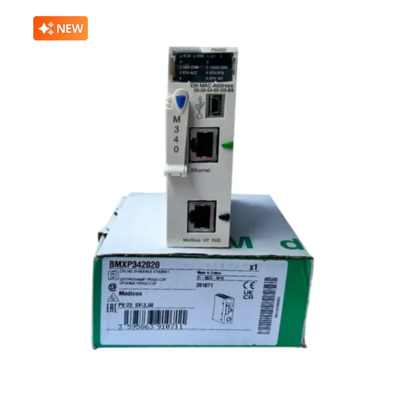 BMXP342020  Processor Module M340   Max 1024 Discrete + 256 Analog I/O  Modbus  Ethernet  PLC