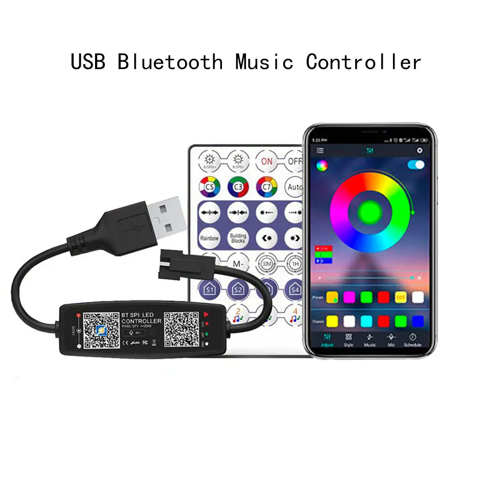 DC5V WS2812B RGB Individually Addressable Flexible Digital Panel LED Matrix Light With 28Keys Bluetooth Mic Music Controller Kit