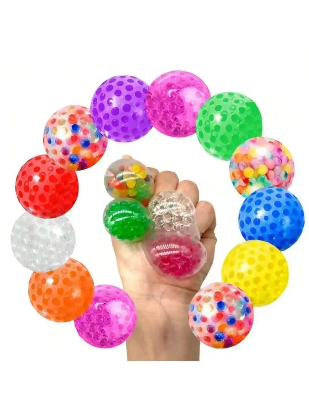 Bola Stres Sensorik untuk Dewasa dan Anak-Anak, Mainan Fidget Squishy 10-Pak, Mainan Sensorik untuk Anak dengan Autisme, Bola Pereda Stres 3.5cm